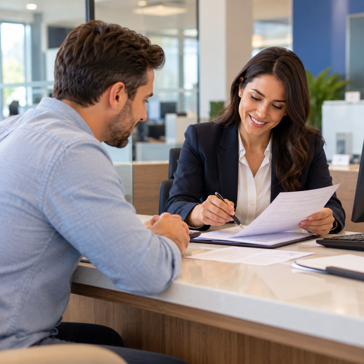 Borrower meeting with a mortgage professional about bank statement loan options