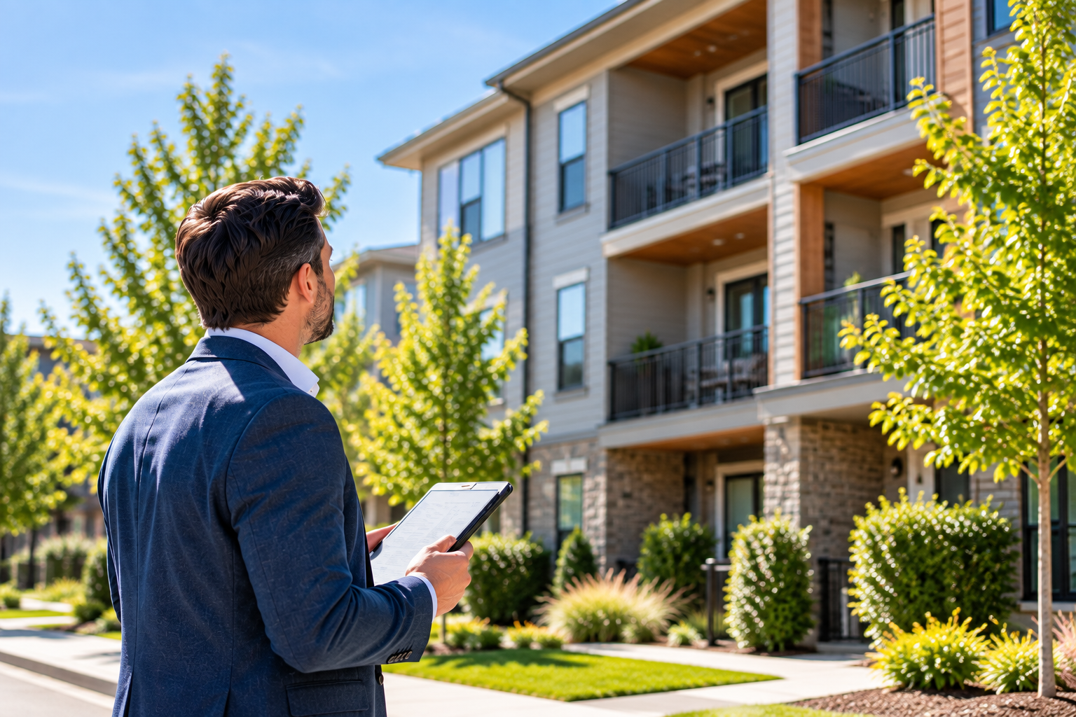 Real estate investor evaluating a multifamily rental property for DSCR financing