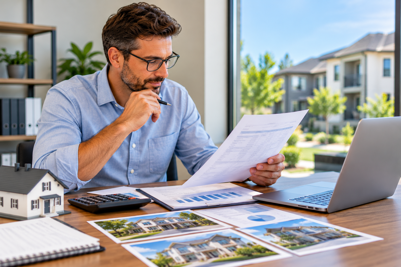 Real estate investor reviewing rental property income and DSCR financing options